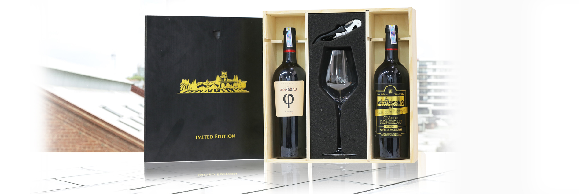 Combo 2 chai vang Pháp cao cấp + TẶNG Hộp gỗ và Ly Pha lê