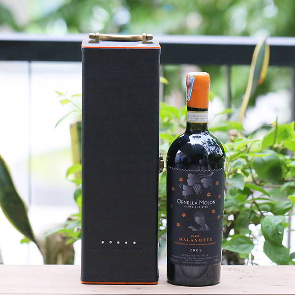 Hộp da đơn + Vang Ornella Molon Traverso cao cấp