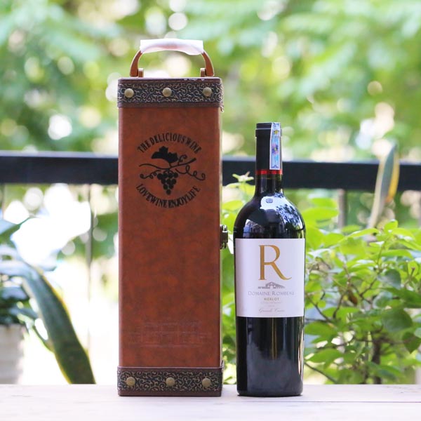 Hộp da cao cấp + Vang Pháp Domaine Rombeau Merlot